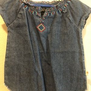 Lucky brand embroidered denim  shirt